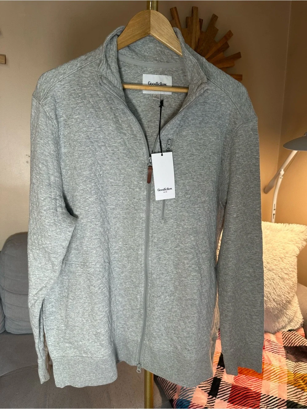 Goodfellow & Co Heather Gray Quilted Zip-Up Shirt Jacket - Picture 1 of 5